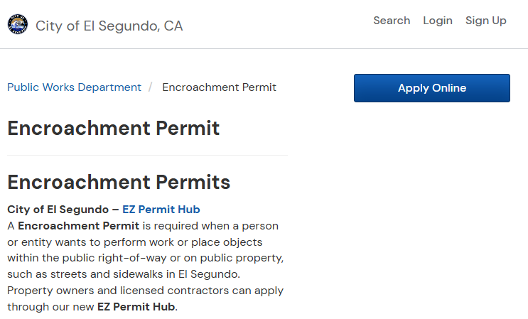 Encrouchment Permit News Item