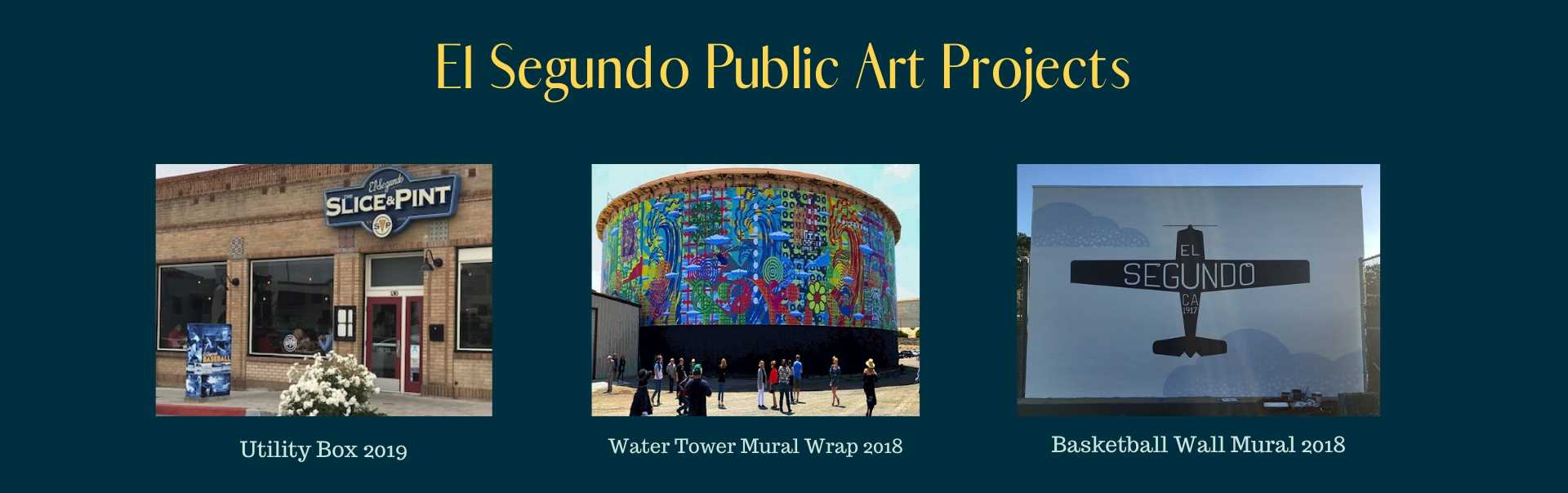 photos of three public art projects in El Segundo, CA